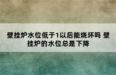 壁挂炉水位低于1以后能烧坏吗 壁挂炉的水位总是下降